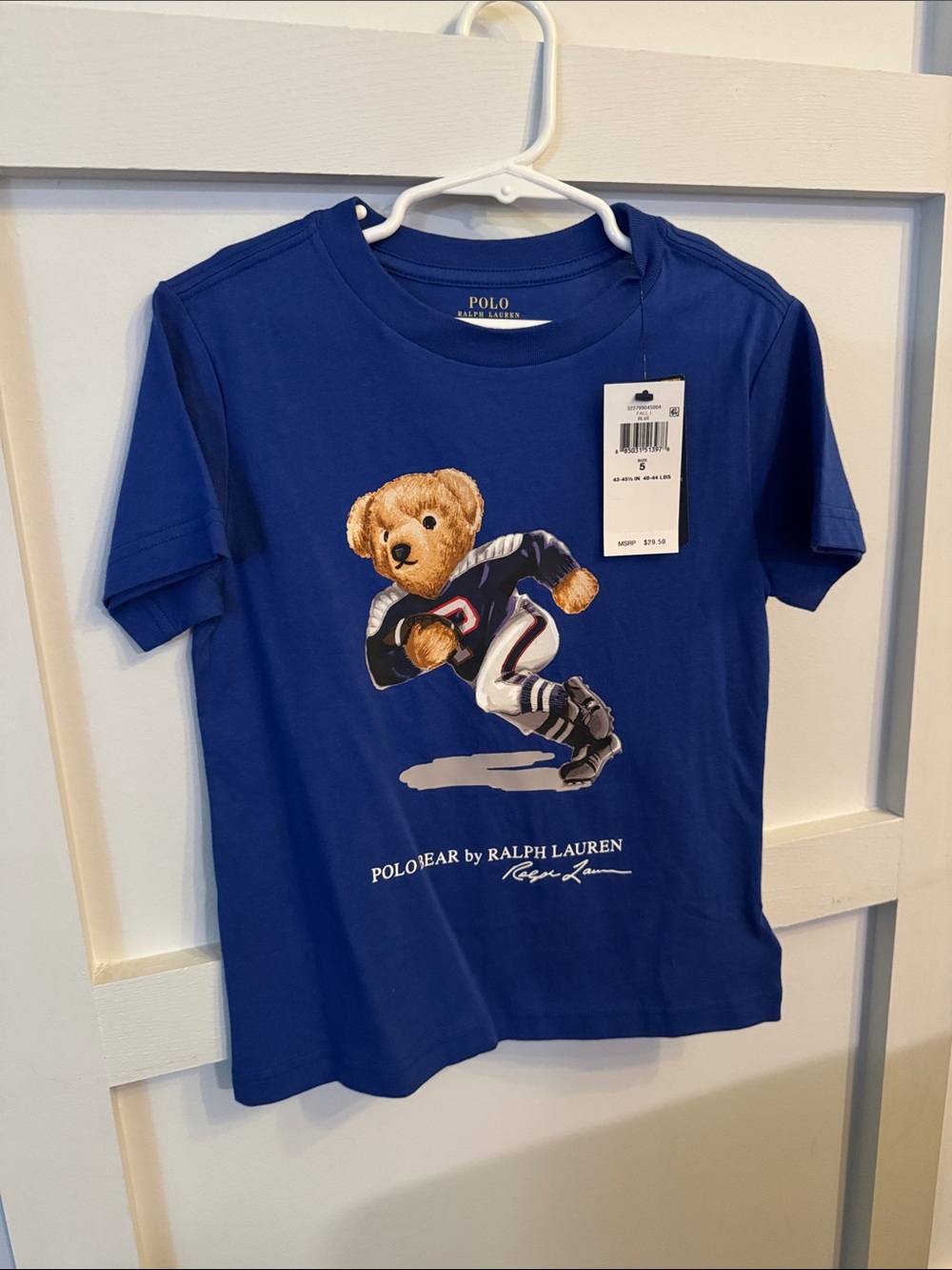 Ralph Lauren Blue Polo Bear Football Graphic Tee 5